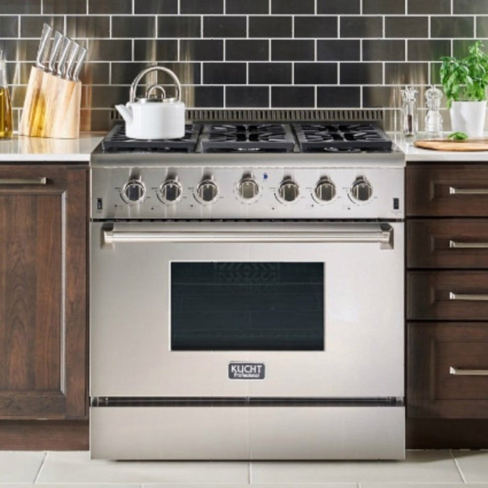 Kucht 36-Inch Propane Gas Range with Sealed Burners & 5.2 Cu. Ft. Convection Oven in Stainless Steel (KRG3618U/LP-S)