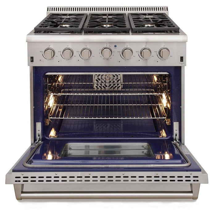 Kucht 36-Inch Propane Gas Range with Sealed Burners & 5.2 Cu. Ft. Convection Oven in Stainless Steel (KRG3618U/LP-S)