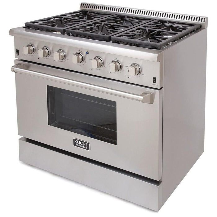 Kucht 36-Inch Propane Gas Range with Sealed Burners & 5.2 Cu. Ft. Convection Oven in Stainless Steel (KRG3618U/LP-S)