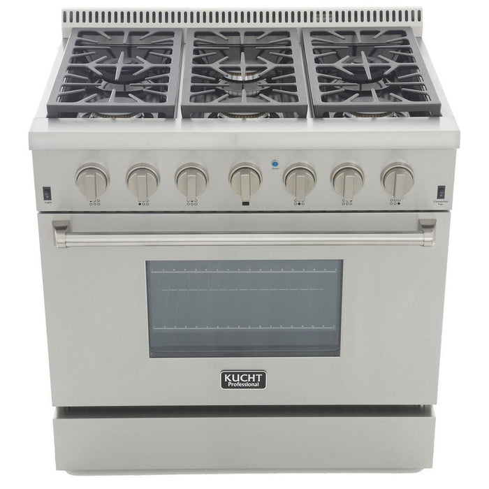 Kucht 36-Inch Propane Gas Range with Sealed Burners & 5.2 Cu. Ft. Convection Oven in Stainless Steel (KRG3618U/LP-S)