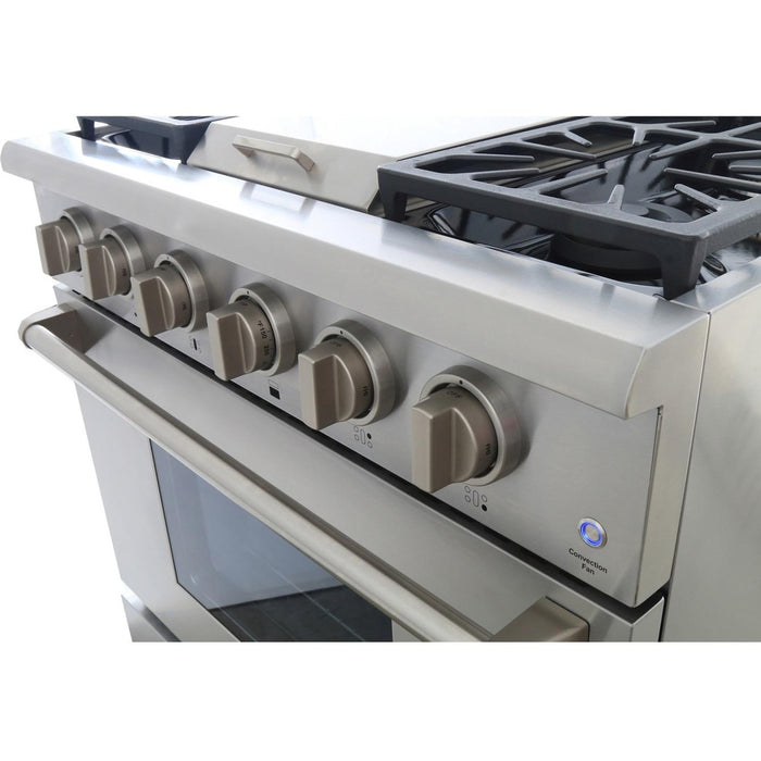 Kucht 36-Inch Propane Gas Range with 5.2 Cu. Ft. Convection Oven & Griddle in Stainless Steel (KRG3609U/LP-S)