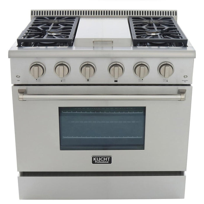 Kucht 36-Inch Propane Gas Range with 5.2 Cu. Ft. Convection Oven & Griddle in Stainless Steel (KRG3609U/LP-S)