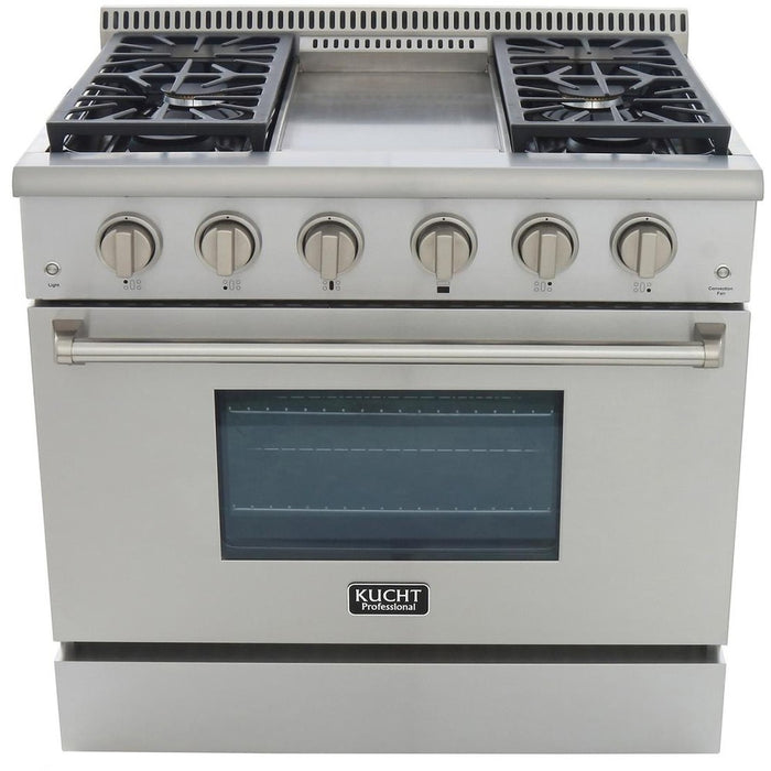 Kucht 36-Inch Propane Gas Range with 5.2 Cu. Ft. Convection Oven & Griddle in Stainless Steel (KRG3609U/LP-S)
