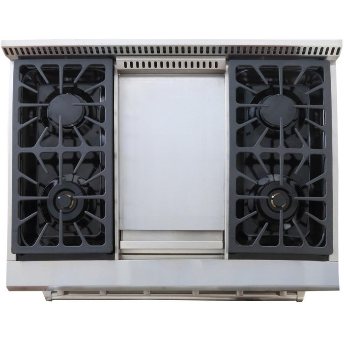 Kucht 36-Inch Propane Gas Range with 5.2 Cu. Ft. Convection Oven & Griddle in Stainless Steel (KRG3609U/LP-S)