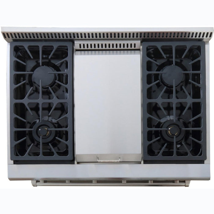 Kucht 36-Inch Propane Gas Range with 5.2 Cu. Ft. Convection Oven & Griddle in Stainless Steel (KRG3609U/LP-S)