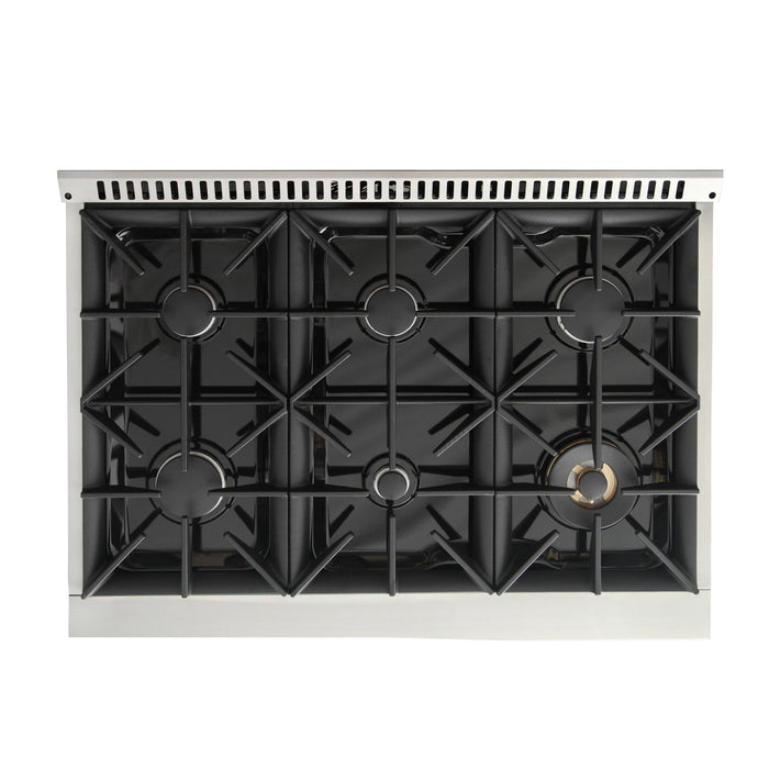 Kucht 36-Inch Propane Range with Sealed Burners & 5.2 Cu. Ft. Convection Oven in Black (KNG361/LP-K)