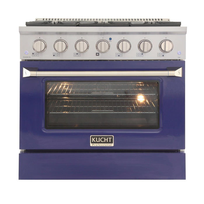 Kucht 36-Inch Propane Gas Range with Sealed Burners & 5.2 Cu. Ft. Convection Oven in Blue (KNG361/LP-B)