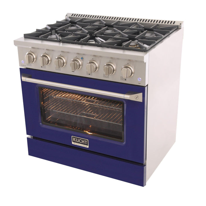 Kucht 36-Inch Propane Gas Range with Sealed Burners & 5.2 Cu. Ft. Convection Oven in Blue (KNG361/LP-B)