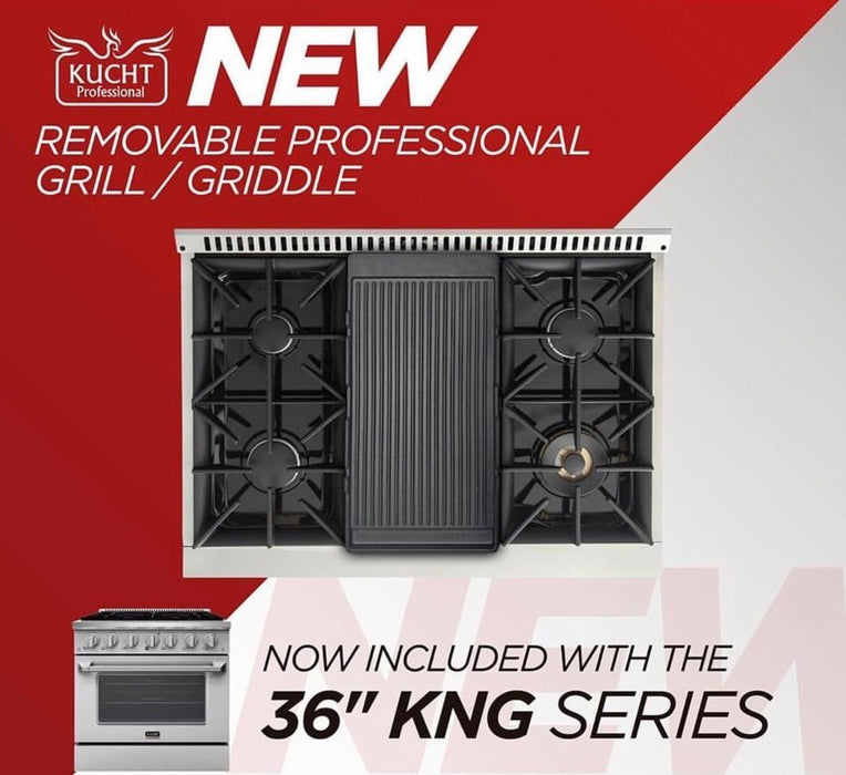Kucht 36-Inch Propane Gas Range with Sealed Burners & 5.2 Cu. Ft. Convection Oven in Stainless Steel (KNG361/LP-S)