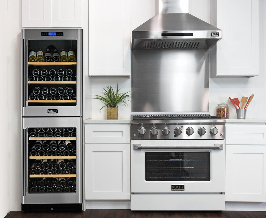 Kucht 36-Inch Propane Gas Range with Sealed Burners & 5.2 Cu. Ft. Convection Oven in White (KNG361/LP-W)