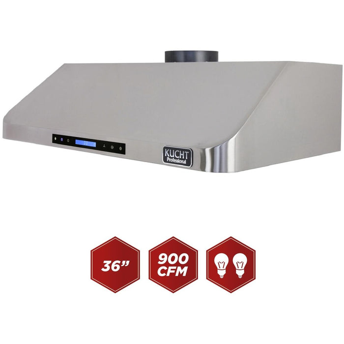 Kucht 36-Inch Under Cabinet Range Hood 900CFM in Stainless Steel with Digital Display (KRH361A)