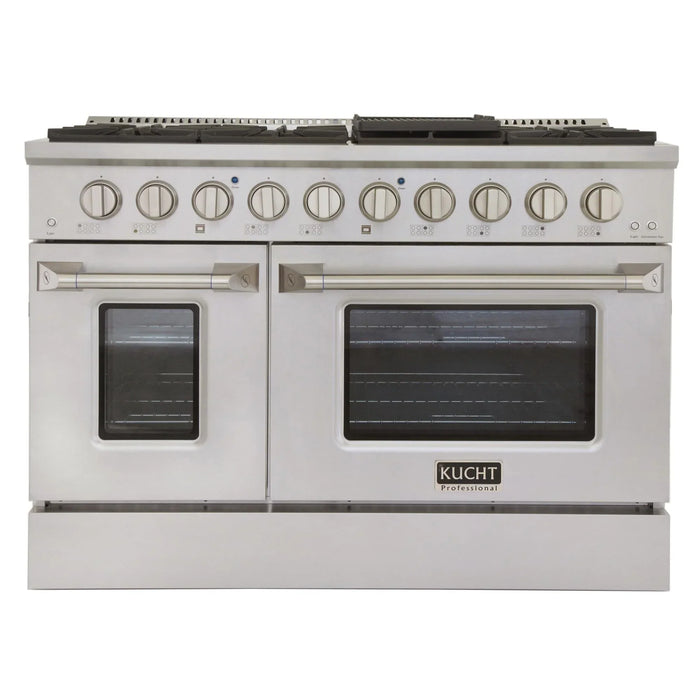Kucht 3-Piece Appliance Package - 48-Inch Propane Gas Range with 6.7 Cu. Ft. Oven, 36-Inch Refrigerator & Dishwasher in Stainless Steel