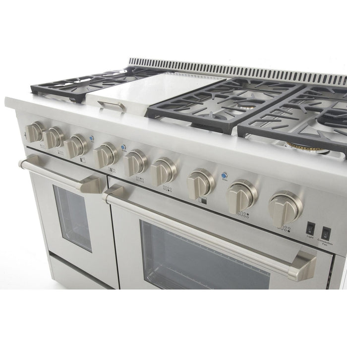 Kucht 48-Inch Propane Gas Range Range with Sealed Burners, 6.7 Cu. Ft. Oven, & Griddle in Stainless Steel (KRG4804U/LP-S)