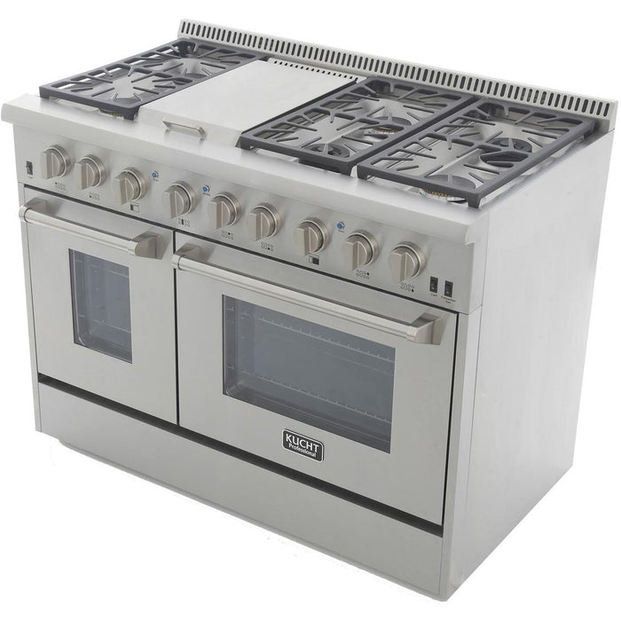 Kucht 48-Inch Propane Gas Range Range with Sealed Burners, 6.7 Cu. Ft. Oven, & Griddle in Stainless Steel (KRG4804U/LP-S)