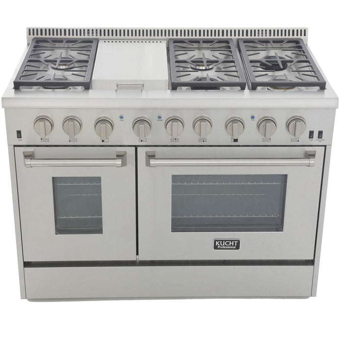 Kucht 48-Inch Propane Gas Range Range with Sealed Burners, 6.7 Cu. Ft. Oven, & Griddle in Stainless Steel (KRG4804U/LP-S)
