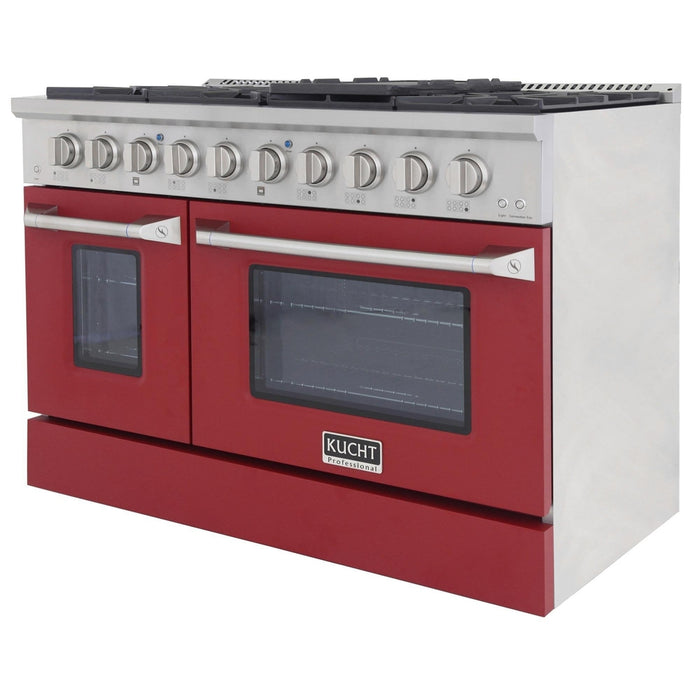 Kucht 48-Inch Propane Gas Range with 6.7 Cu. Ft. Oven, & Grill/Griddle in Red (KNG481/LP-R)