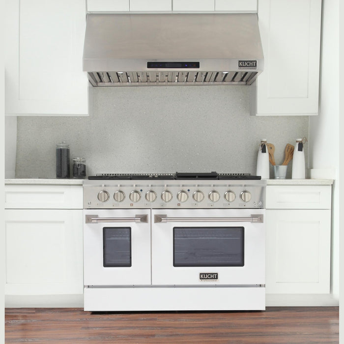 Kucht 48-Inch Propane Gas Range with 6.7 Cu. Ft. Oven & Grill/Griddle in White (KNG481/LP-W)