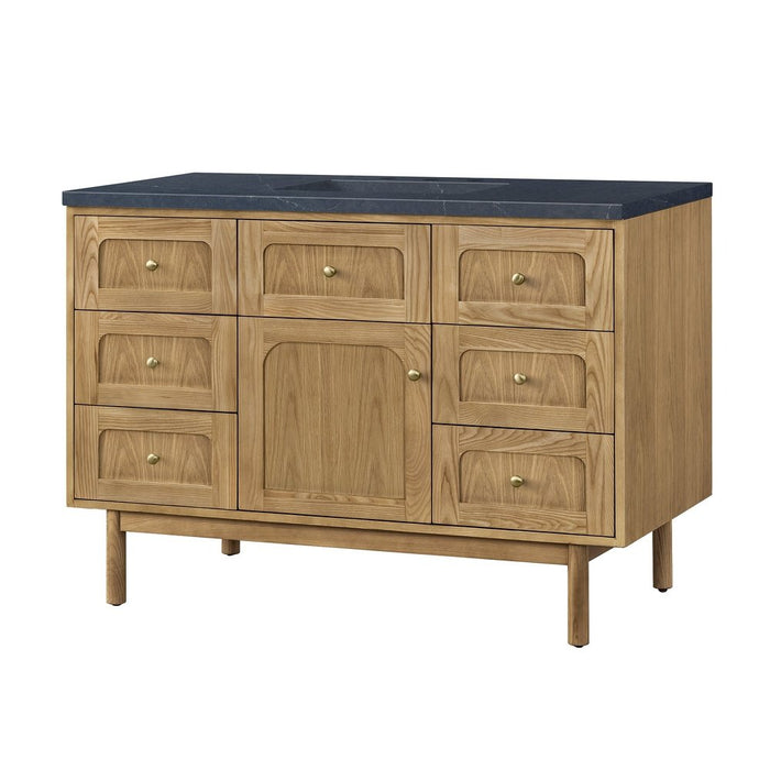 James Martin Vanities Laurent 48" Single Vanity, Light Natural Oak w/ 3 CM Charcoal Soapstone Top