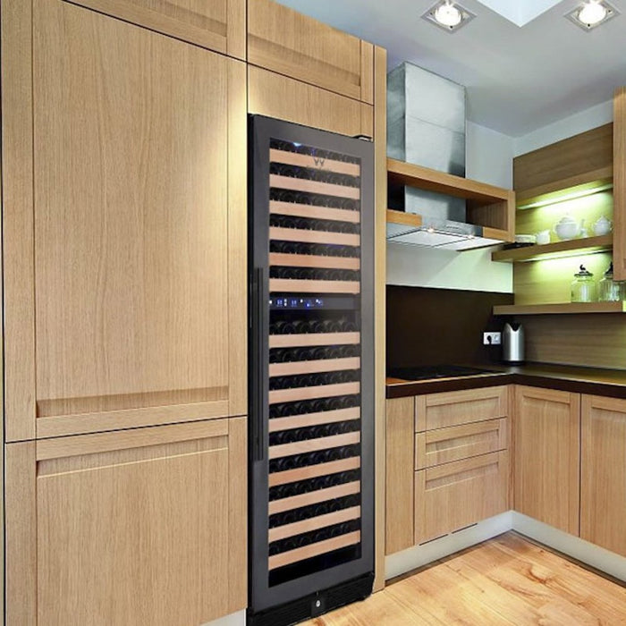 KingsBottle KBU170DX-SS LHH Tall Large Wine Refrigerator With Glass Door With Stainless Steel Trim