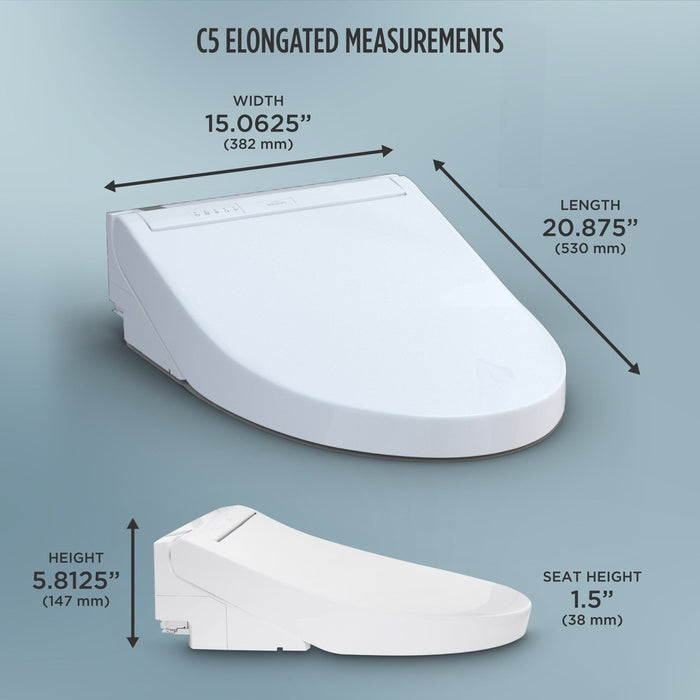 TOTO Washlet C5 Bidet Toilet Seat with Premist and eWater+ Wand Cleaning, Elongated, Cotton White