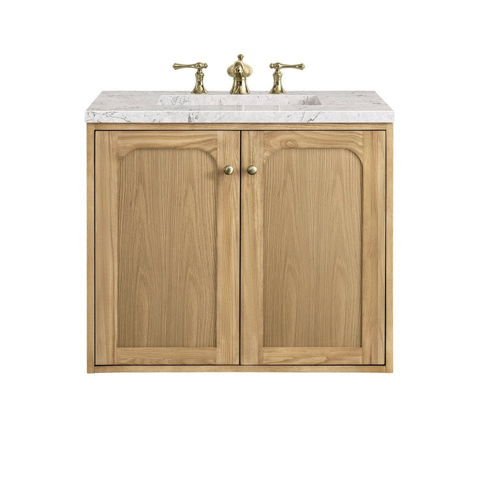 James Martin Vanities Laurent 30" Single Vanity, Light Natural Oak w/ 3 CM Eternal Jasmine Pearl Top