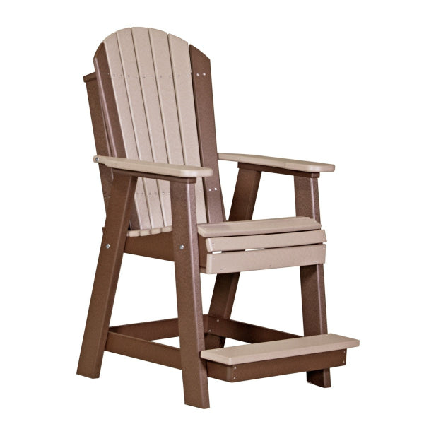 LuxCraft Adirondack Balcony Chair in weather wood chestnut brown