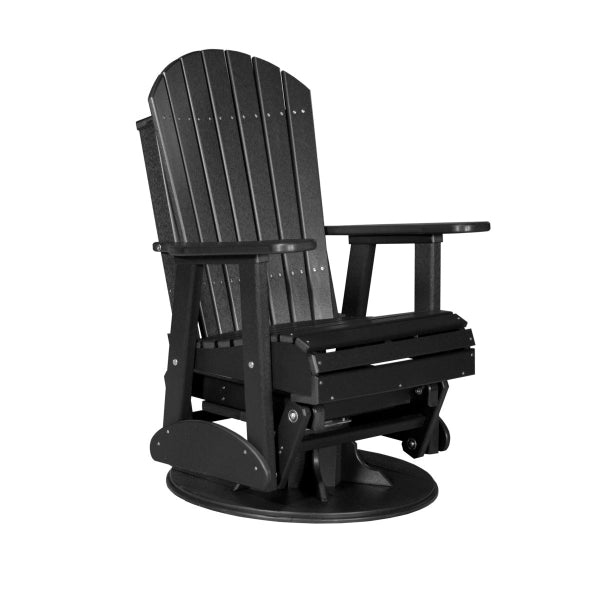 LuxCraft 2' Adirondack Swivel Glider Chair in black