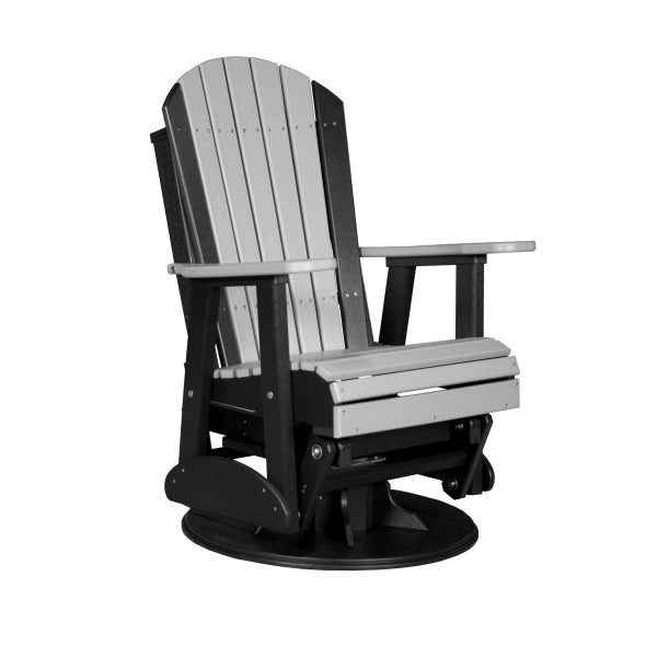 LuxCraft 2' Adirondack Swivel Glider Chair in dove grey black