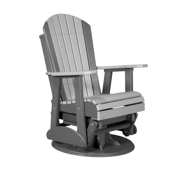 LuxCraft 2' Adirondack Swivel Glider Chair in dove grey slate