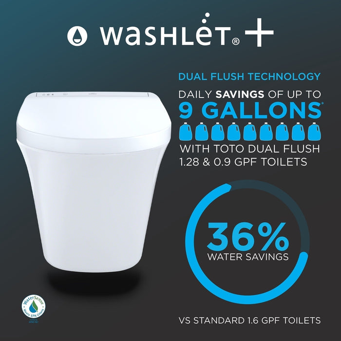 TOTO WASHLET+ AP Wall-Hung Toilet with S7A Bidet Seat and DuoFit In-Wall Auto Dual-Flush Tank