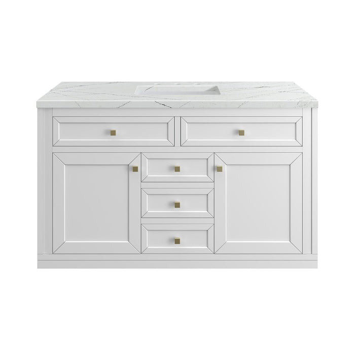 James Martin Vanities Chicago 48" Single Vanity, Glossy White w/ 3 CM Ethereal Noctis Top