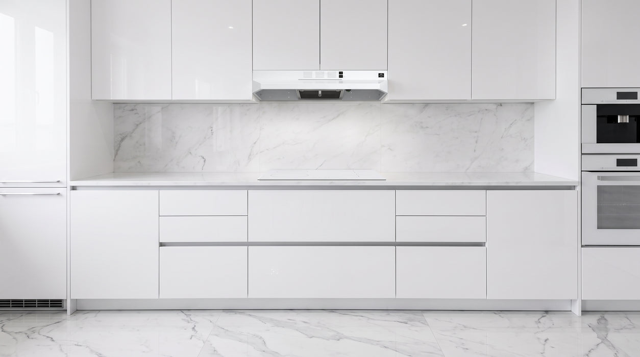 Forno Cappa 30-Inch Under Cabinet Range Hood, White, 200 CFM, Convertible, LED Lighting