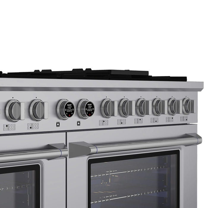 Kucht Horus 60-Inch Dual Fuel Range with 8.4 cu. ft. Electric Oven and 8 Gas Burners in Stainless Steel with Digital Thermostat (KXP60-SS)