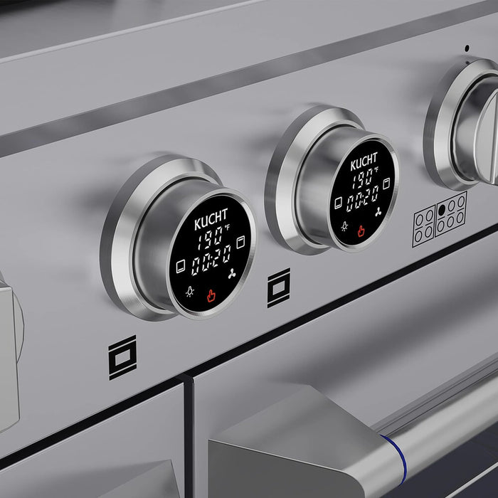 Kucht Horus 60-Inch Dual Fuel Range with 8.4 cu. ft. Electric Oven and 8 Gas Burners in Stainless Steel with Digital Thermostat (KXP60-SS)
