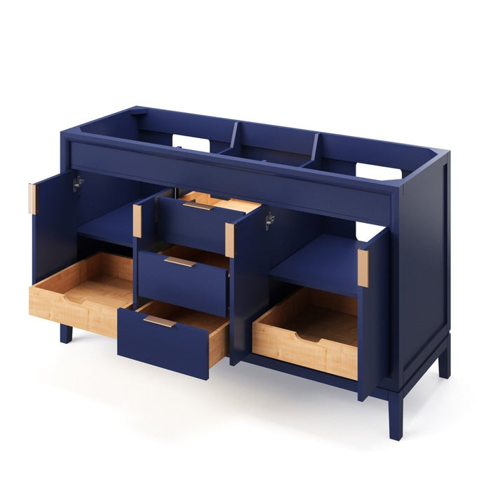 Jeffrey Alexander 60" Blue Steel Theodora Vanity, double bowl