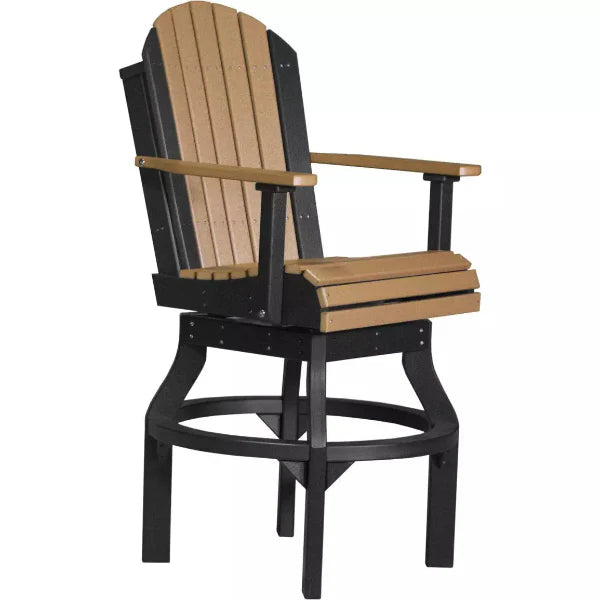 LuxCraft Bar Height Adirondack Swivel Chair in cedar black