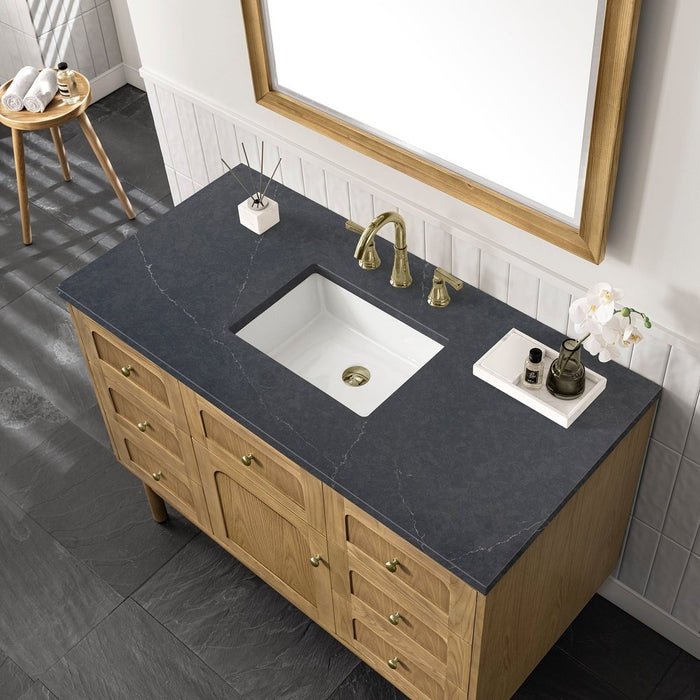 James Martin Vanities Laurent 48" Single Vanity, Light Natural Oak w/ 3 CM Charcoal Soapstone Top