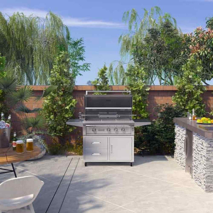EdgeStar 89000 BTU 42 Inch Wide Grill and Cart with Rotisserie and LED Lighting