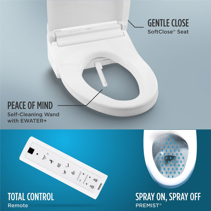 TOTO Drake Washlet+ Two-Piece 1.28 GPF Toilet with C5 Bidet Seat, 10" Rough-In, Cotton White