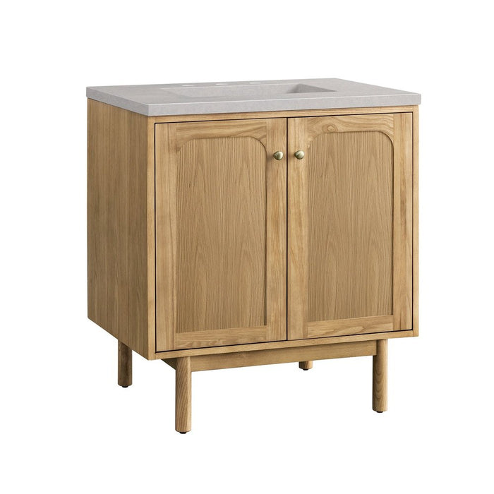 James Martin Vanities Laurent 30" Single Vanity, Light Natural Oak w/ 3 CM Eternal Serena Top