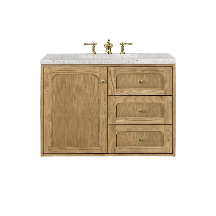 James Martin Vanities Laurent 36" Single Vanity, Light Natural Oak w/ 3 CM Eternal Jasmine Pearl Top