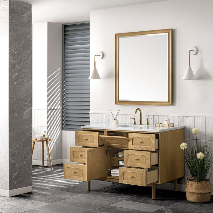 James Martin Vanities Laurent 48" Single Vanity, Light Natural Oak w/ 3 CM Arctic Fall Top