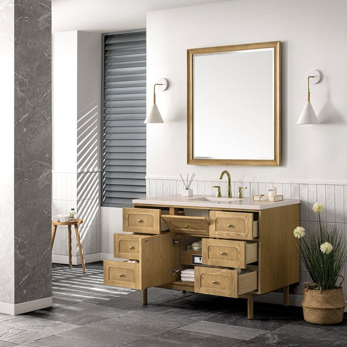 James Martin Vanities Laurent 48" Single Vanity, Light Natural Oak w/ 3 CM Eternal Marfil Top