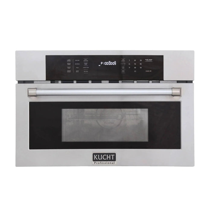 Kucht 5-Piece Appliance Package - 48-Inch Natural Gas Range with 6.7 Cu. Ft. Oven, 36-Inch Refrigerator, Dishwasher, Microwave Wall Oven & Under Cabinet Range Hood in Stainless Steel