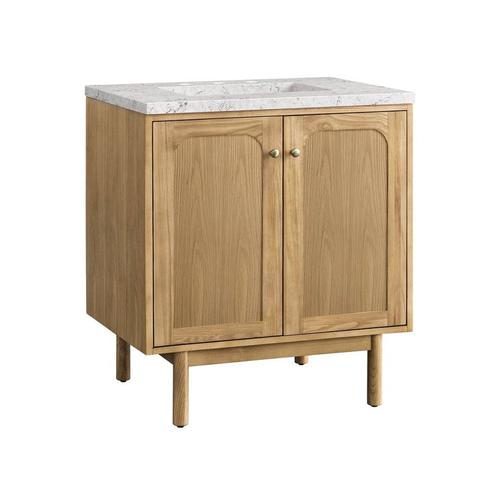 James Martin Vanities Laurent 30" Single Vanity, Light Natural Oak w/ 3 CM Eternal Jasmine Pearl Top