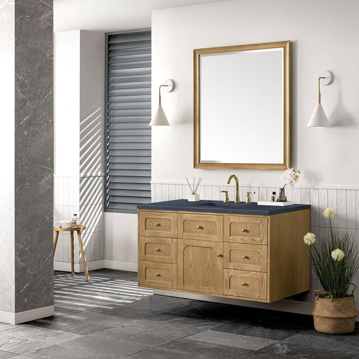 James Martin Vanities Laurent 48" Single Vanity, Light Natural Oak w/ 3 CM Charcoal Soapstone Top