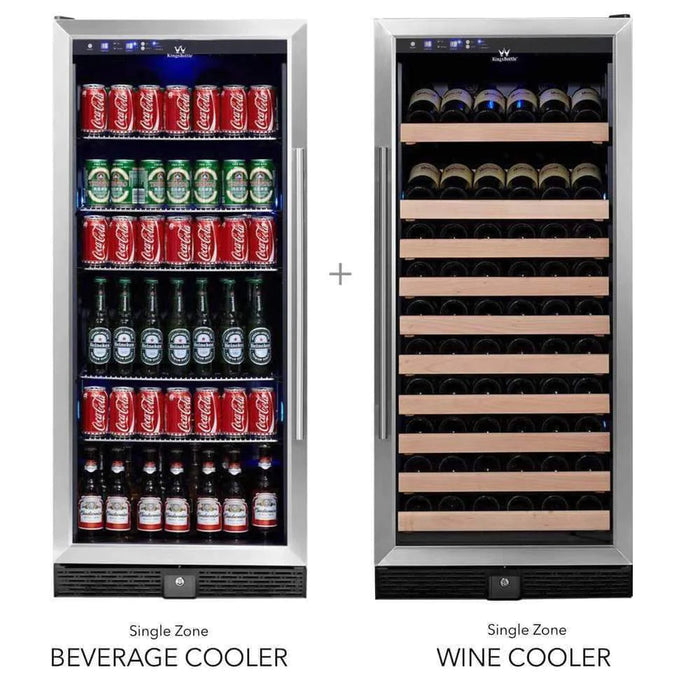 KingsBottle KBU100BW2 56" Upright Wine And Beverage Refrigerator Combo With Glass Door