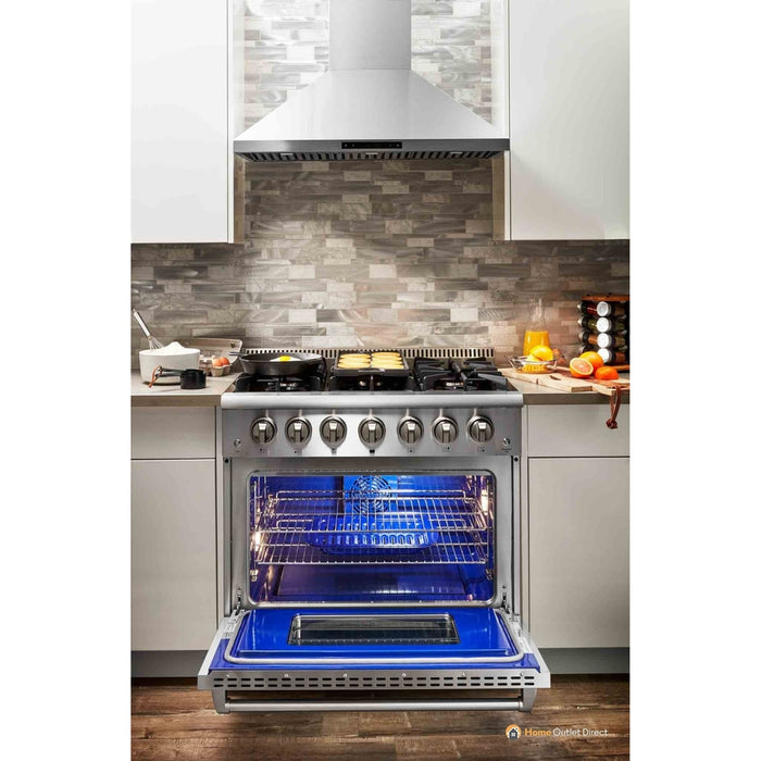 Thor Kitchen 36-Inch 5.2 cu. ft. Professional Gas Range in Stainless Steel (HRG3618U)