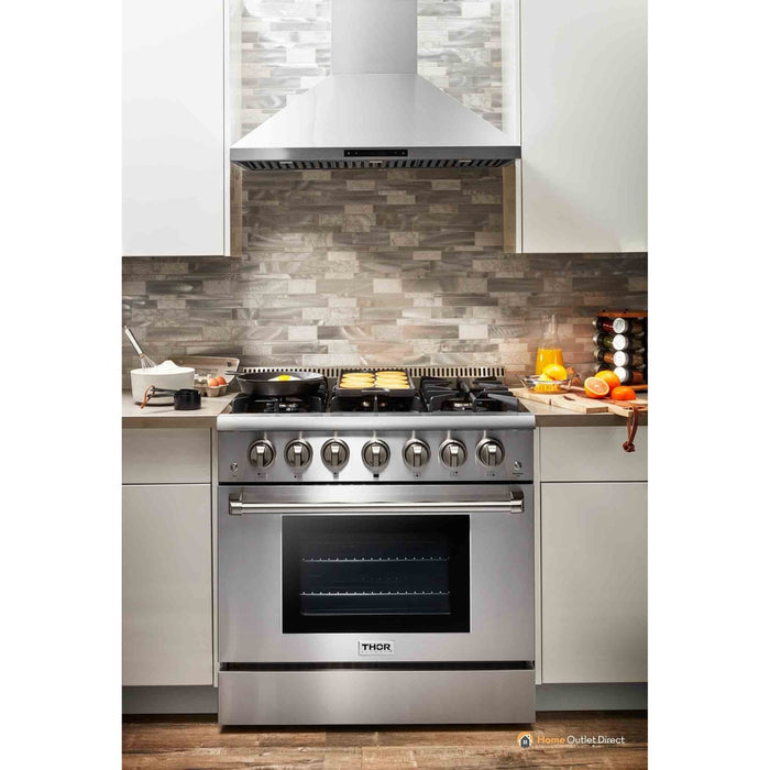 Thor Kitchen 36-Inch 5.2 cu. ft. Professional Gas Range in Stainless Steel (HRG3618U)