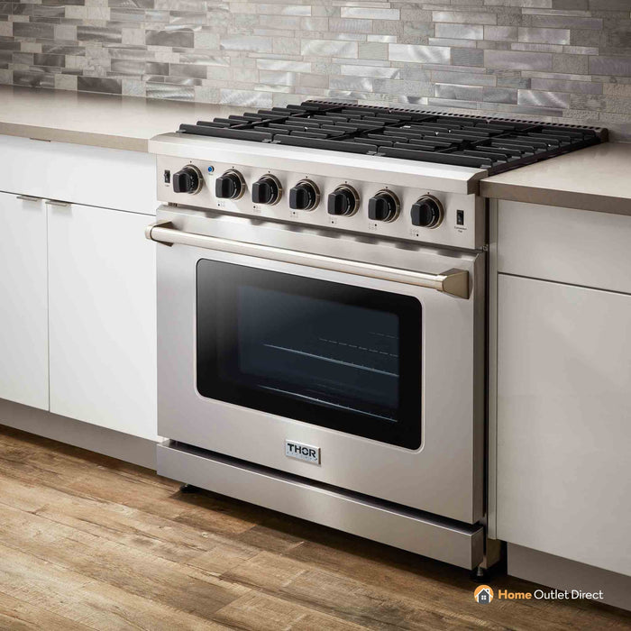 Thor Kitchen 36-Inch 6.0 Cu. Ft Single Oven Professional Gas Range in Stainless Steel (LRG3601U)